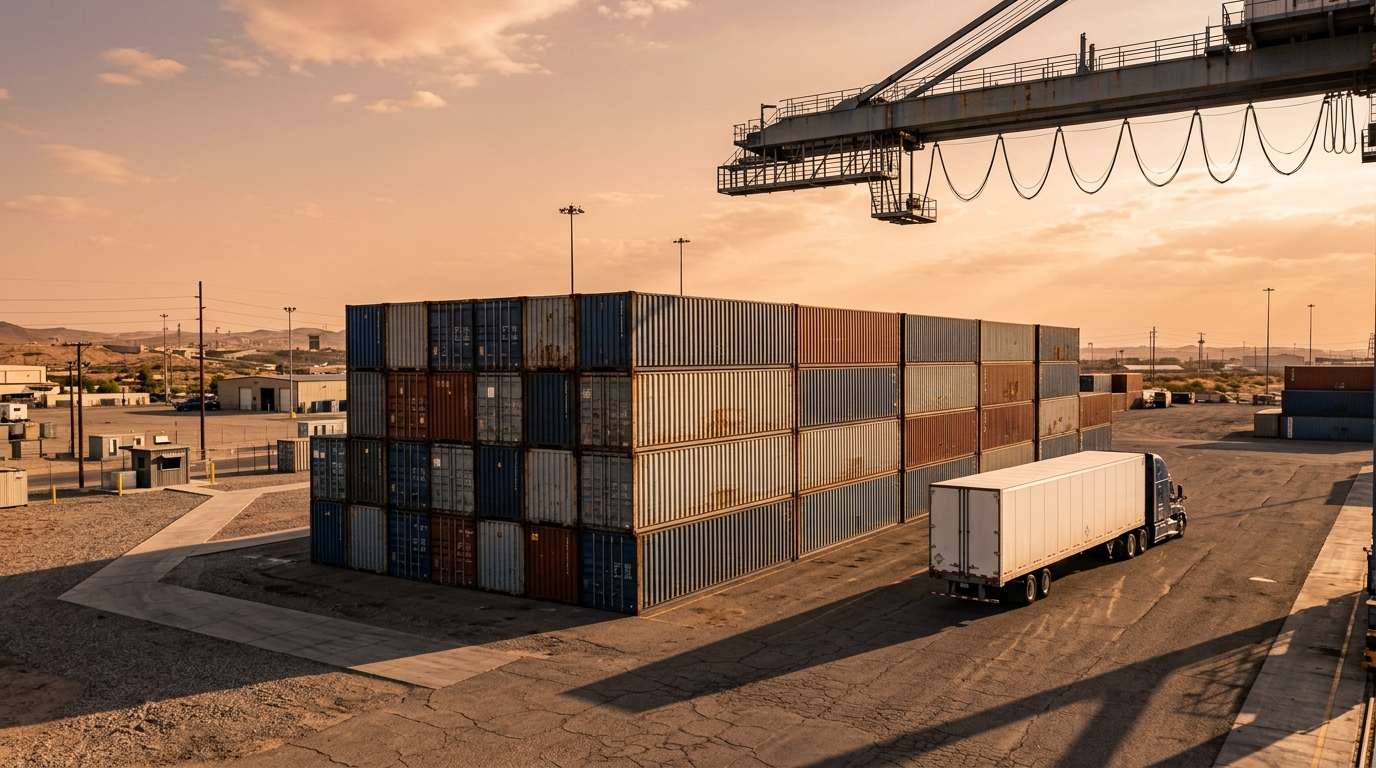 Contenedores de exportación en patio logístico